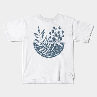 Soft floral pattern of blue tones Kids T-Shirt